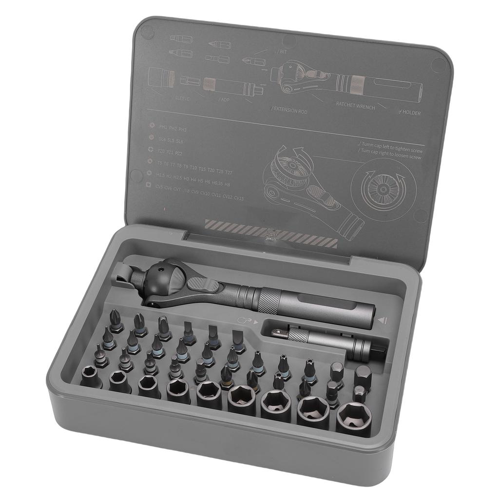 40 in 1 Ratchet Screwdriver Set 45 Tooth Mechanism 50Nm Torsion Mini Screwdriver Set with Detachable Handle for Home