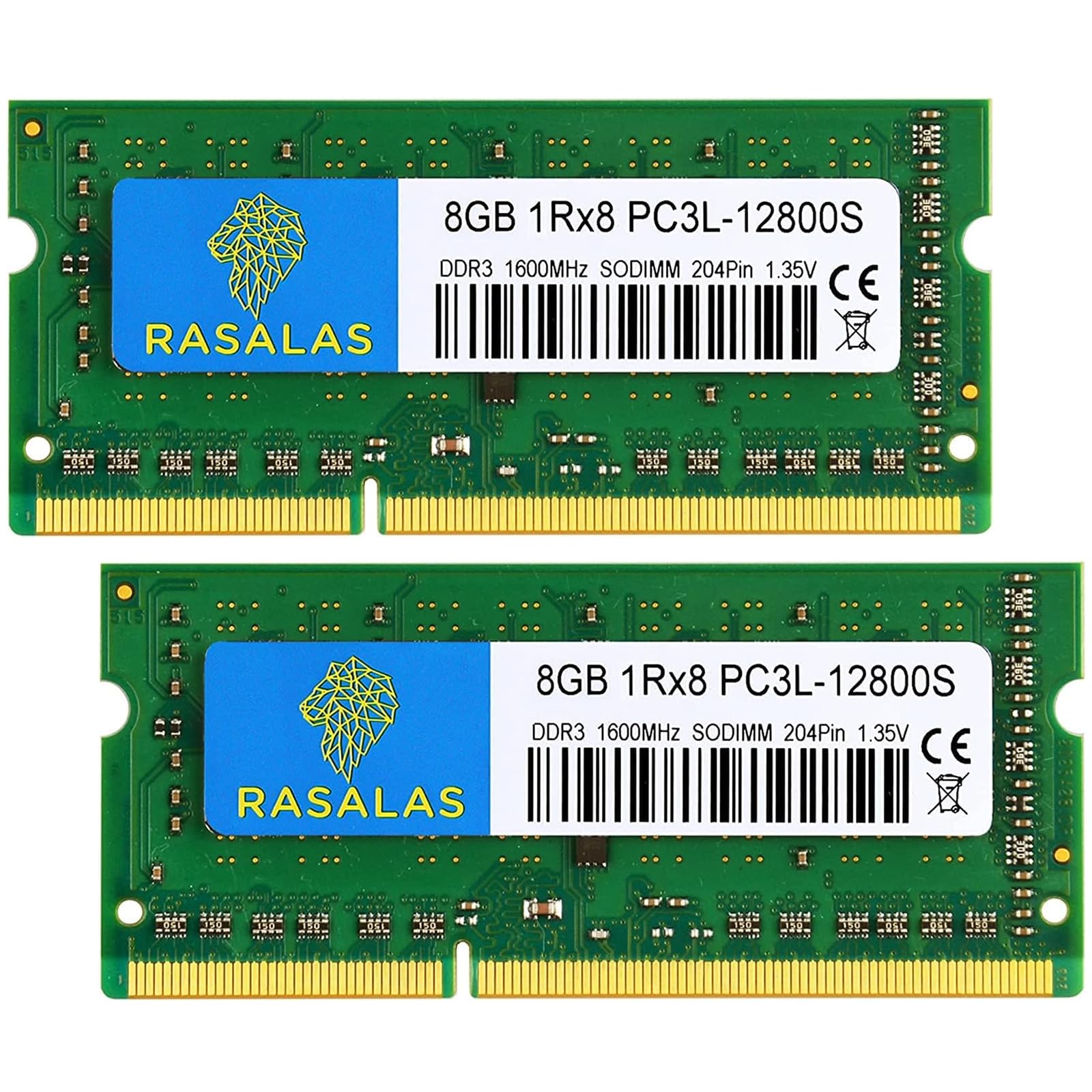 

16GB Notebook Memory 8GB x 2 1Rx8 DDR3L 1600MHz SODIMM CL11 204Pin Voltage RAM PC3L-12800S Non-ECC 1.35V