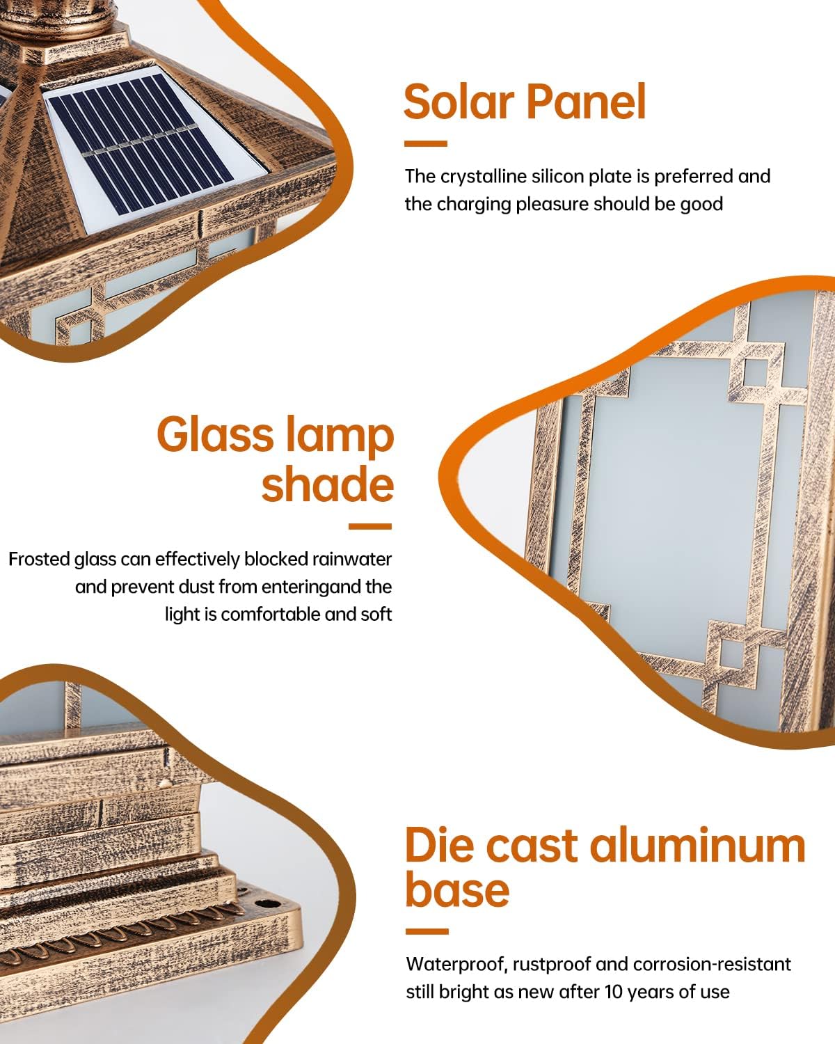 

LED Solar Post Light, Aluminum Fence Cap Lamp, Dimmable Waterproof Pillar Light for Garden Yard чорний