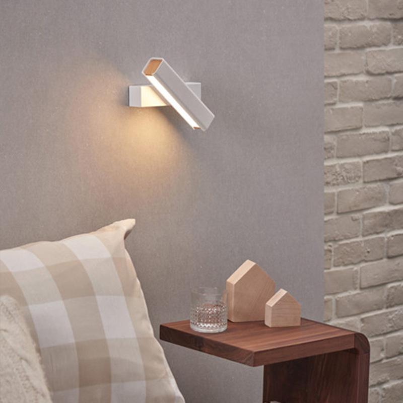 Indoor LED Rotate Wall Lights with Switch Fashion 7W White Black Wall Lamp FixtureS Corridor AIsle Beside Lighting Art Sconce