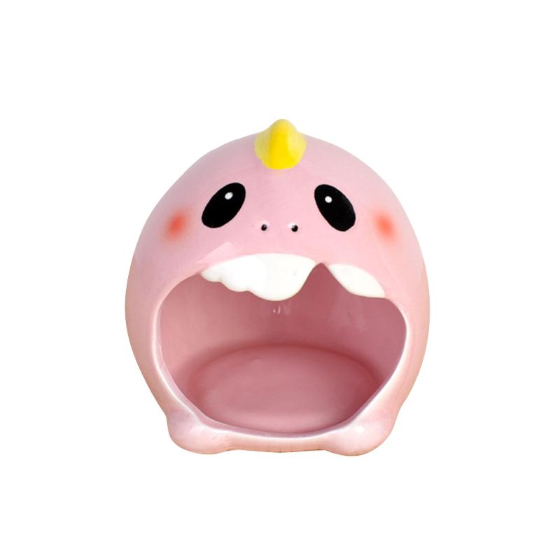 

Cartoon Monster-shaped Ceramic Nest Summer Cooling Supplies For Hamster Hedgehog Chinchilla small,specification:pink рожевий
