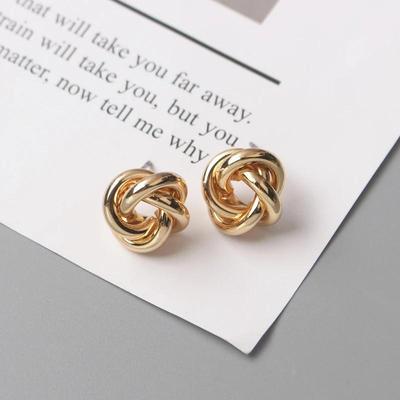 Orecchini a bottone per donna Orecchini a fiore tondo con nodo in metallo piccolo liscio roccia roccia Orecchini a fiore punk Gioielli per feste Regalo di San Valentino Bijoux