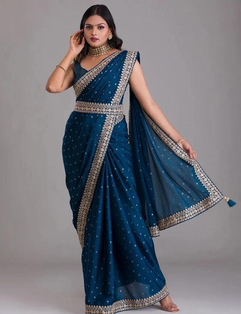 Women Traditional Sari Blouse Indian Bollywood Designer Ethnic Wear Saree Party Wear