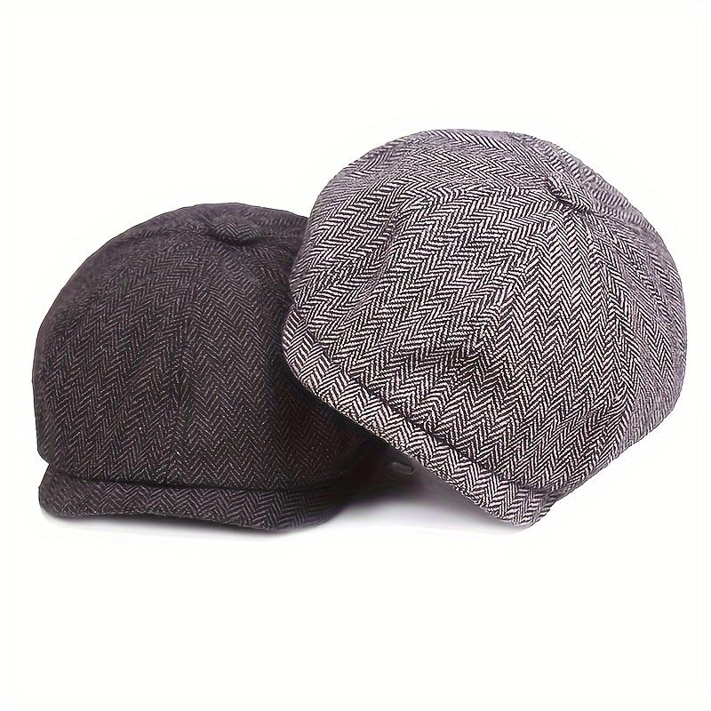 Men Vintage Beret Hat with Visor Leisure Cap Breathable & Skin-Friendly with Adjustable Head Circumference Street Style 1pc