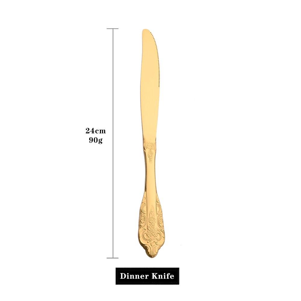 4 sztuk styl barokowy królewski zestaw sztućców złoty luksusowy obiad ze stali nierdzewnej lustro polerowane nóż widelec łyżka zastawa stołowa zestaw sztućców