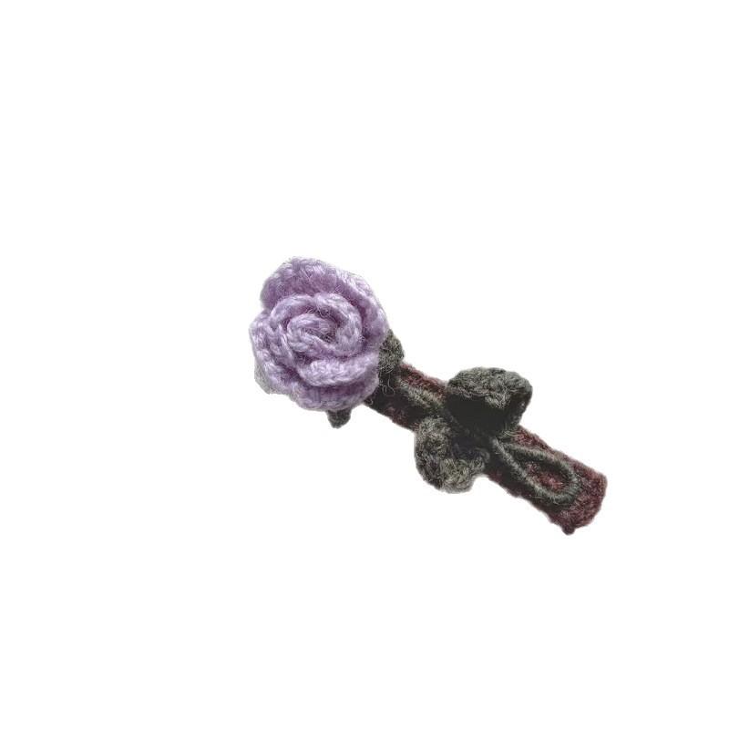 Korean Handmade Crochet Flower Hair Clip Sweet Knitted Side Clip Cute Girl Headwear for Women Gift