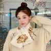 New Casual Cute Printed Bear Cross Scarf Autumn and Winter Warm Neck Scarf Fashionable Versatile Trendy Student