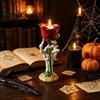 Decorative Skeleton Hand Gift Halloween Rose Candle Holder, Gothic Resin Ornament Table Ornaments for Home Decor, Dark Style Romantic Atmosphere