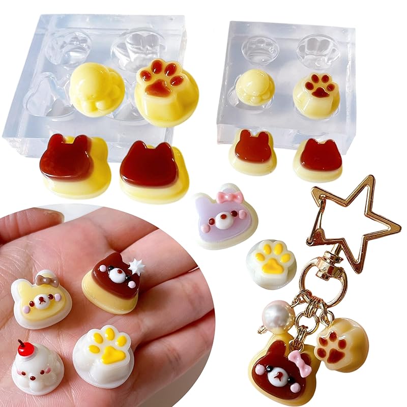 

Evergarden silicone mold pudding paws sweets Bear Rabbit Octopus [Set of 2] Animal miniature sweets deco sweets deco resin accessories key ring
