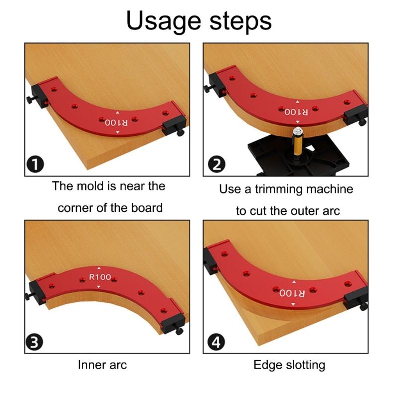 Woodworking Round Corner Radius Templates Cutting Templates Tool Routers Corner Radius Templates R100/R150/R200/R250/R300