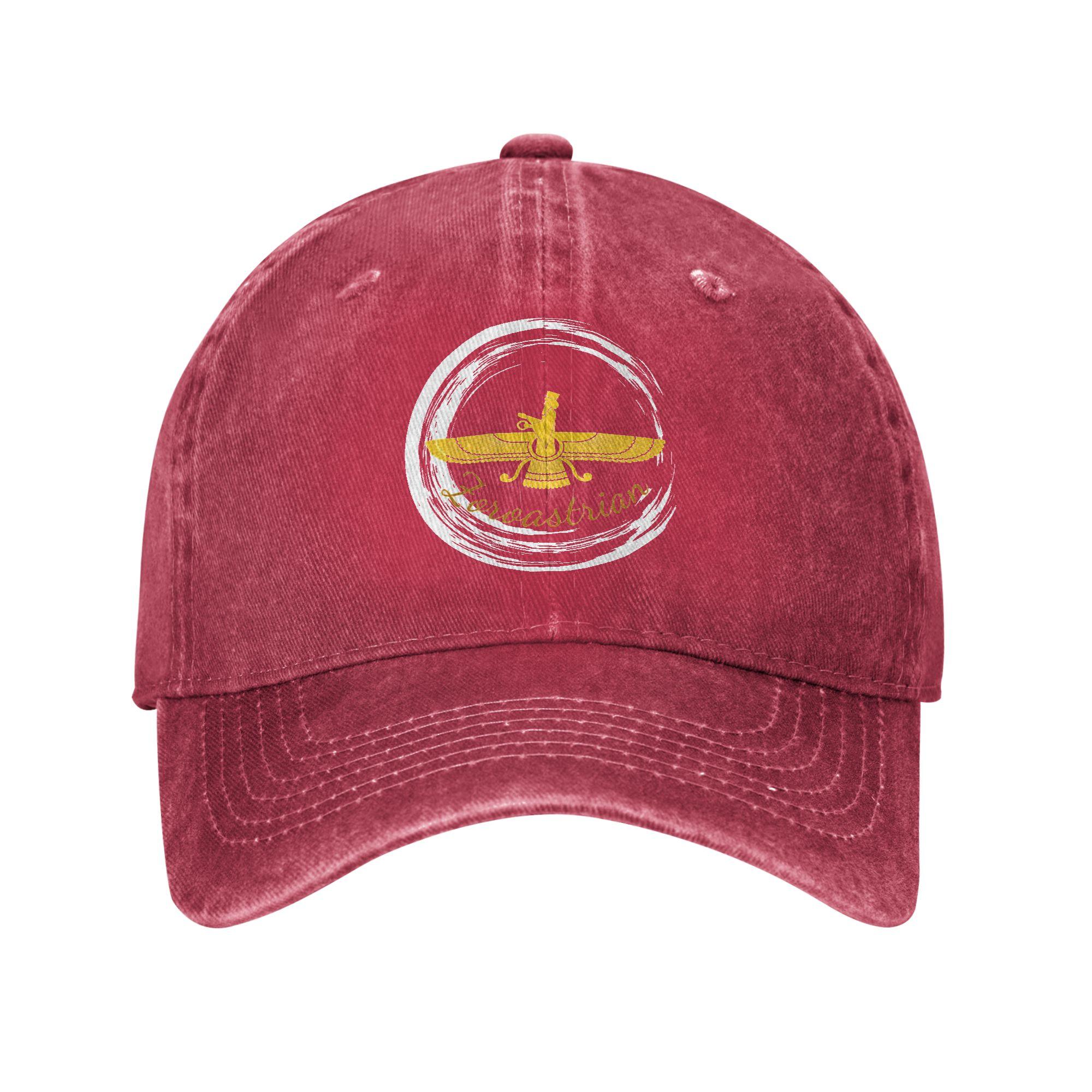 Faravahar Winged Sun Persian Symbol Lucky Charm Zorastrian Trucker Hats Outfits For Unisex Women Baseball Cap Retro Headwear Cap Adjustable