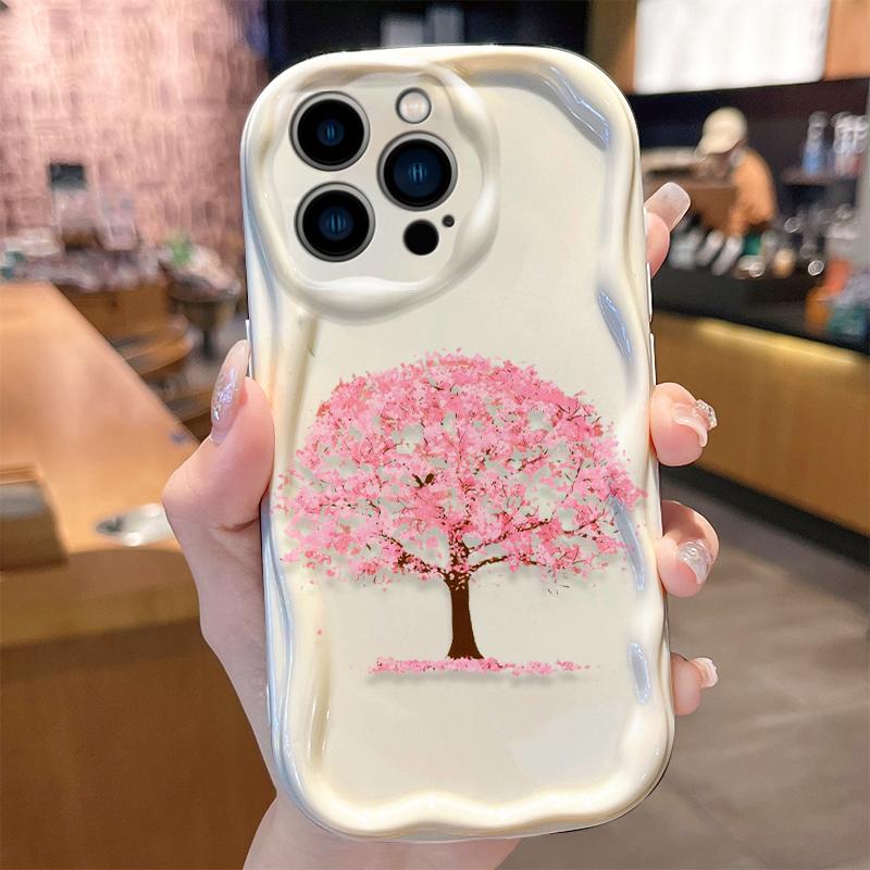 Romantic Cherry Blossom Tree Case for iPhone 17 Air 16E 15 14 Plus 13 12 Mini 11 Pro Max Silicone Shockproof Soft Covers Funda