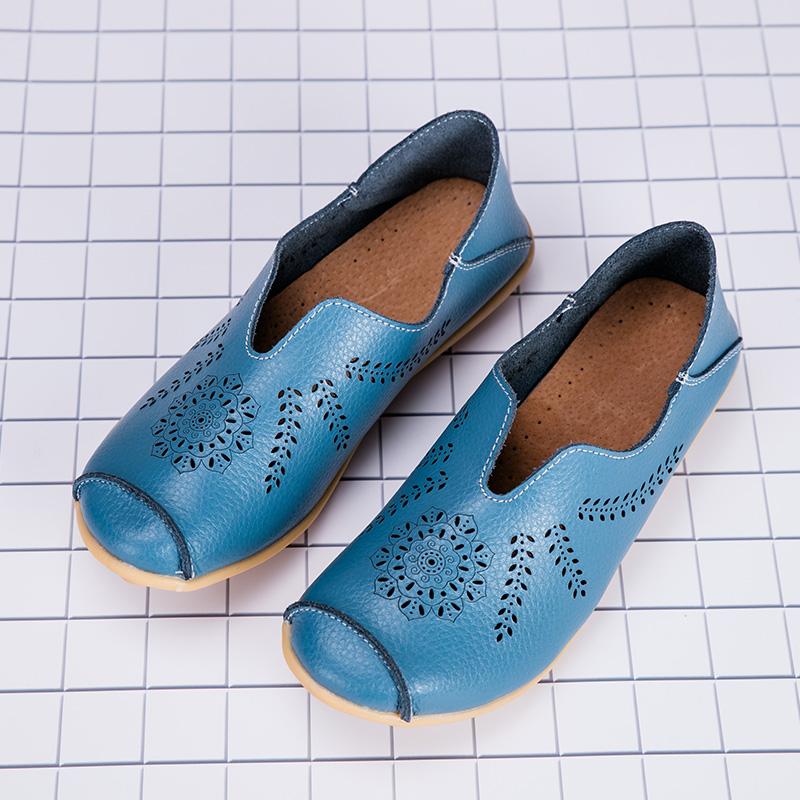 Fashion 2025 Spring Summer Women Genuine Leather Flats Women Casual Sneakers Creepers Cutouts Slip On Flat Moccasins Shoes Woman