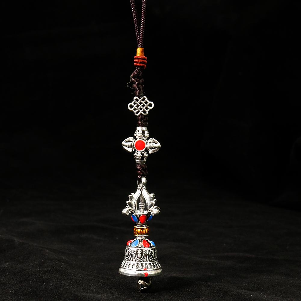 Tibetan Buddhism Vajra Prayer Flags Bell Mantra Prayer Wheel Chinese Knot Metal Pendant Wind Chimes Belief Pray Meditation Decor