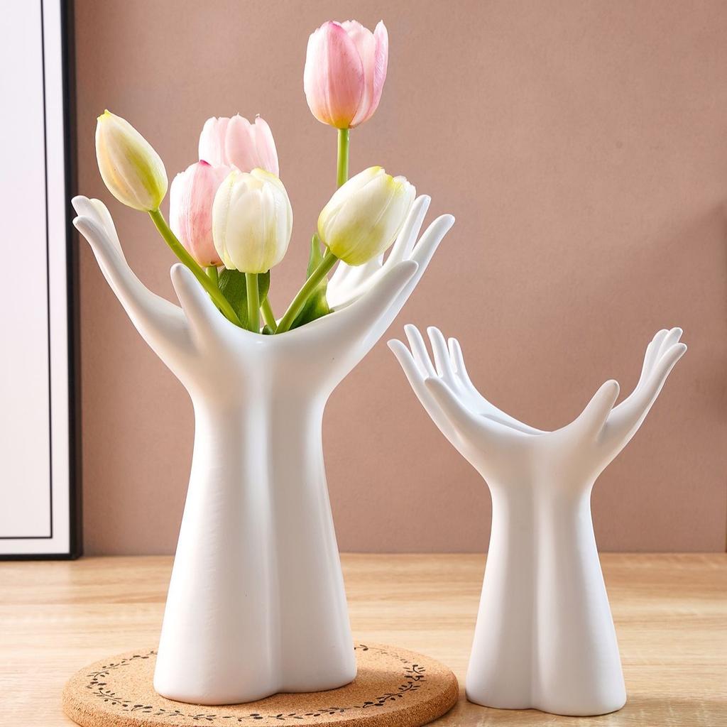 Creative Ceramic Hand-Shaped Vase – Porcelain Arm Palm Flower Holder for Home Decoration