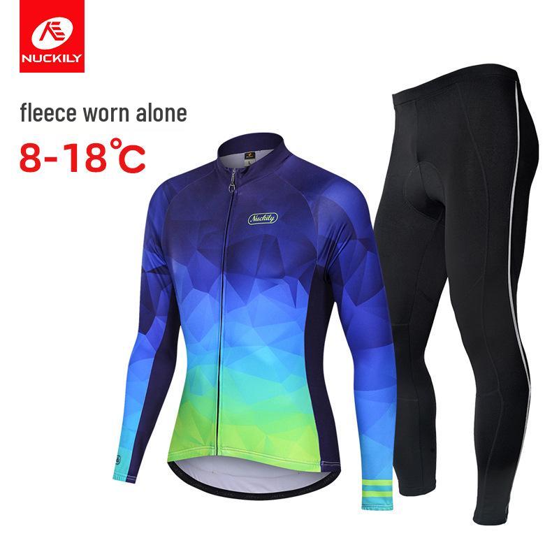 NUCKILY Men's Winter Cycling Suit with Silicone Padded Seat and Fleece for Mountain Biking