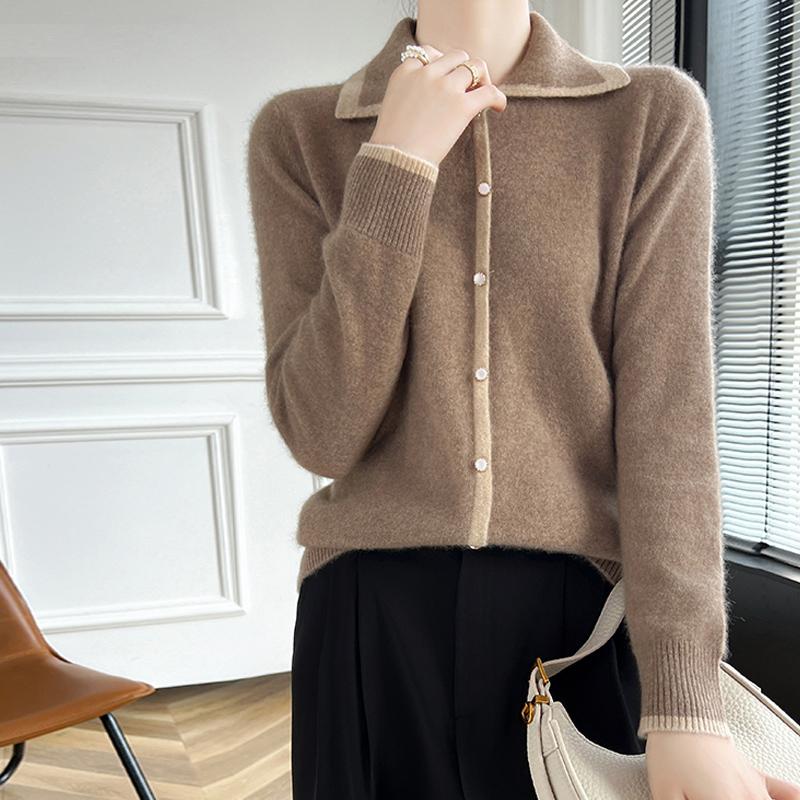 Women's Cashmere Cardigan Qinghe Cashmere 30% Cashmere 70% Wool Autumn and Winter Cashmere Cardigan Soft and Warm