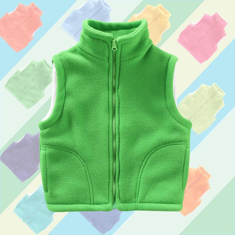 Kids' Fleece Vest for Boys & Girls, Thick Outerwear for Spring To Winter, Kindergarten Uniform with Logo Print