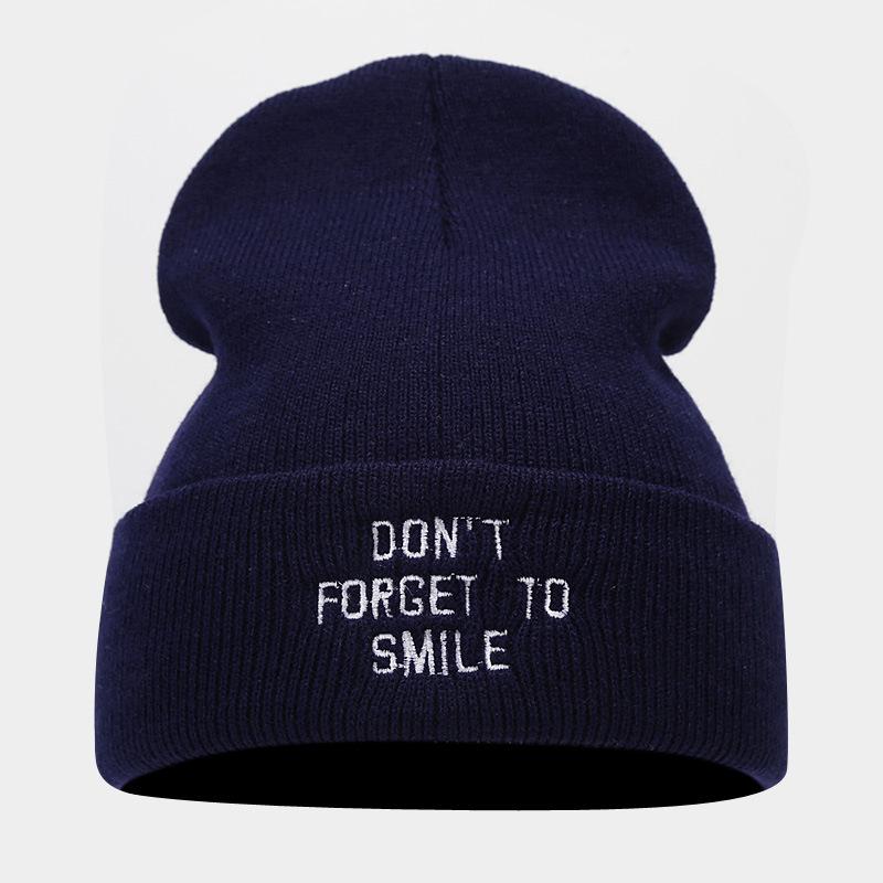 Trendy Brand Fashion Letter Embroidery Knitted Pullover Hat Women's Personality Simple Curling Heap Hat Men's Cold Hat