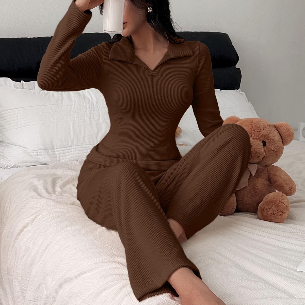 

Faionable Casual Long Sve Top and Pants Set Home Clothes Two-Piece Set Comfortable Breathable Youth Spring Autumn Home Clothes 1XL