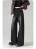 2025 Women's Slimming High-Waisted Black Wide-Leg Jeans - Trendy Loose Fit, Straight-Leg Pants