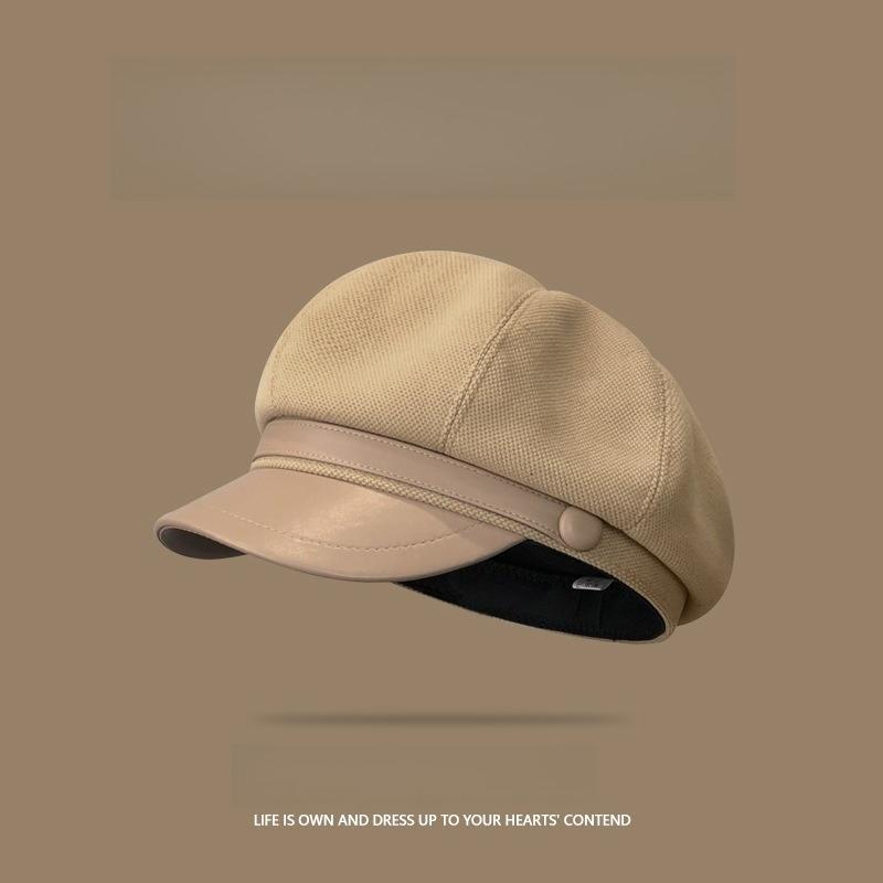 1pc British Style Octagonal Beret Hat,Women Autumn Winter Large Size Newsboy Cap,Suitable For Daily Matching Autumn Accessories