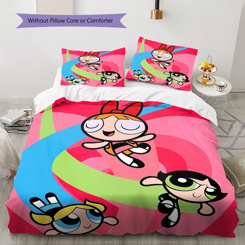 Set Biancheria da Letto con le Superchicche in Diverse Pose, 1 Copripiumino & 2 Federe, Camera da Letto, Ottimo Regalo