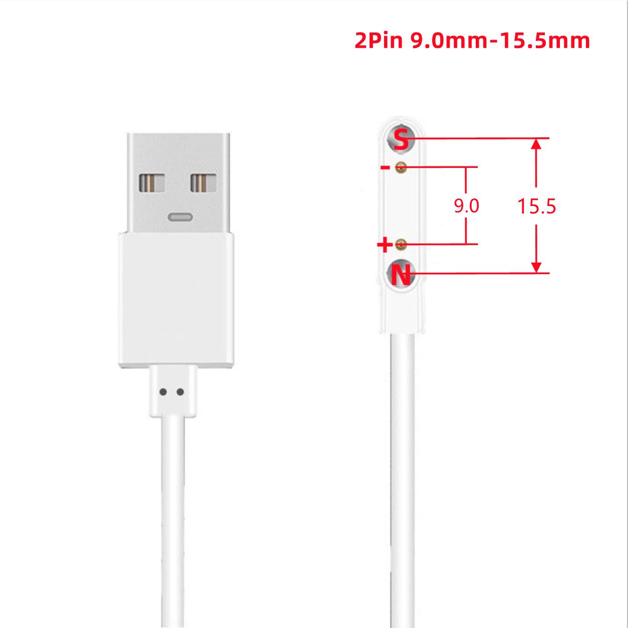 

Магнітна USB док-станція для зарядки смарт-годинника 2-контактний 4-контактний кабель для зарядки Адаптер живлення Для дитячого смарт-годинника Соковижималка Косметичний пристрій Зубна щітка (2P 9.0-15.5mm)