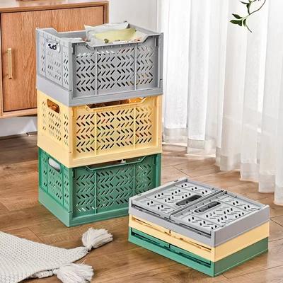 Big Desktop Plastic Storage Baskets Organizer Box Folding Stackable Toy Storage Basket with Handle Bathroom Storage Box Basket
