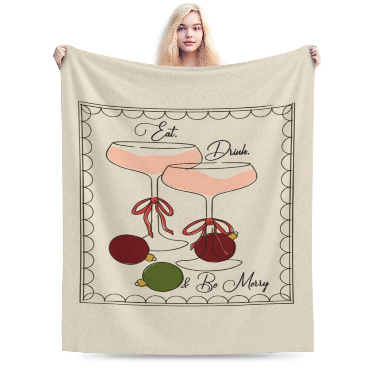 Eat Drink Be Merry  Christmas Digital Illustration Custom Soft Gift An UltraSoft Micro Fleece Blanket 75x100cm 30x40in