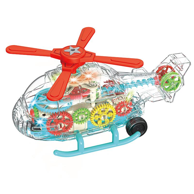 Children's Universal Wheel 360 Degrees Rotate Transparent Airplane with Music Light Model Toys Gift