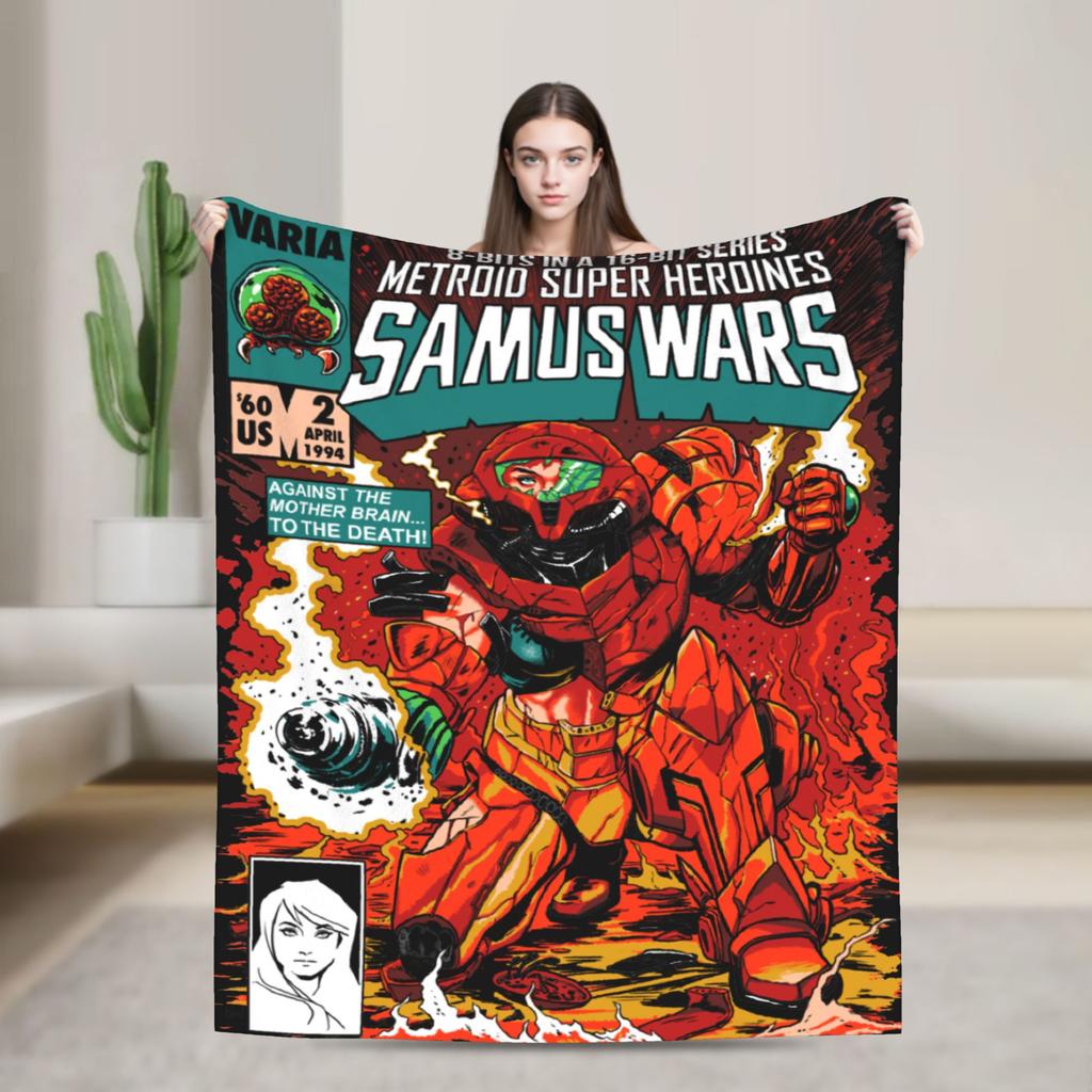 Metroids Hero Game Blankets Flannel Vintage Breathable Throw Blanket for Bed Sofa Winter