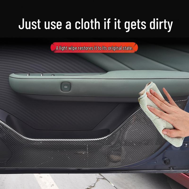 Nissan N7 Door Kick Mats - Carbon Fiber Texture Protective Interior Stickers.