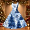 Women's Retro Off-Shoulder Sexy Printed Dress for Christmas Party