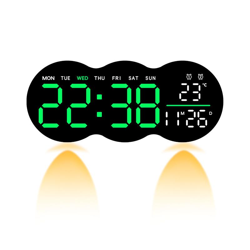 New Living Room Wall Clock Digital LED Electronic Clock with Lighting Multi-function Alarm Clock Temperature with Remote Control 2808