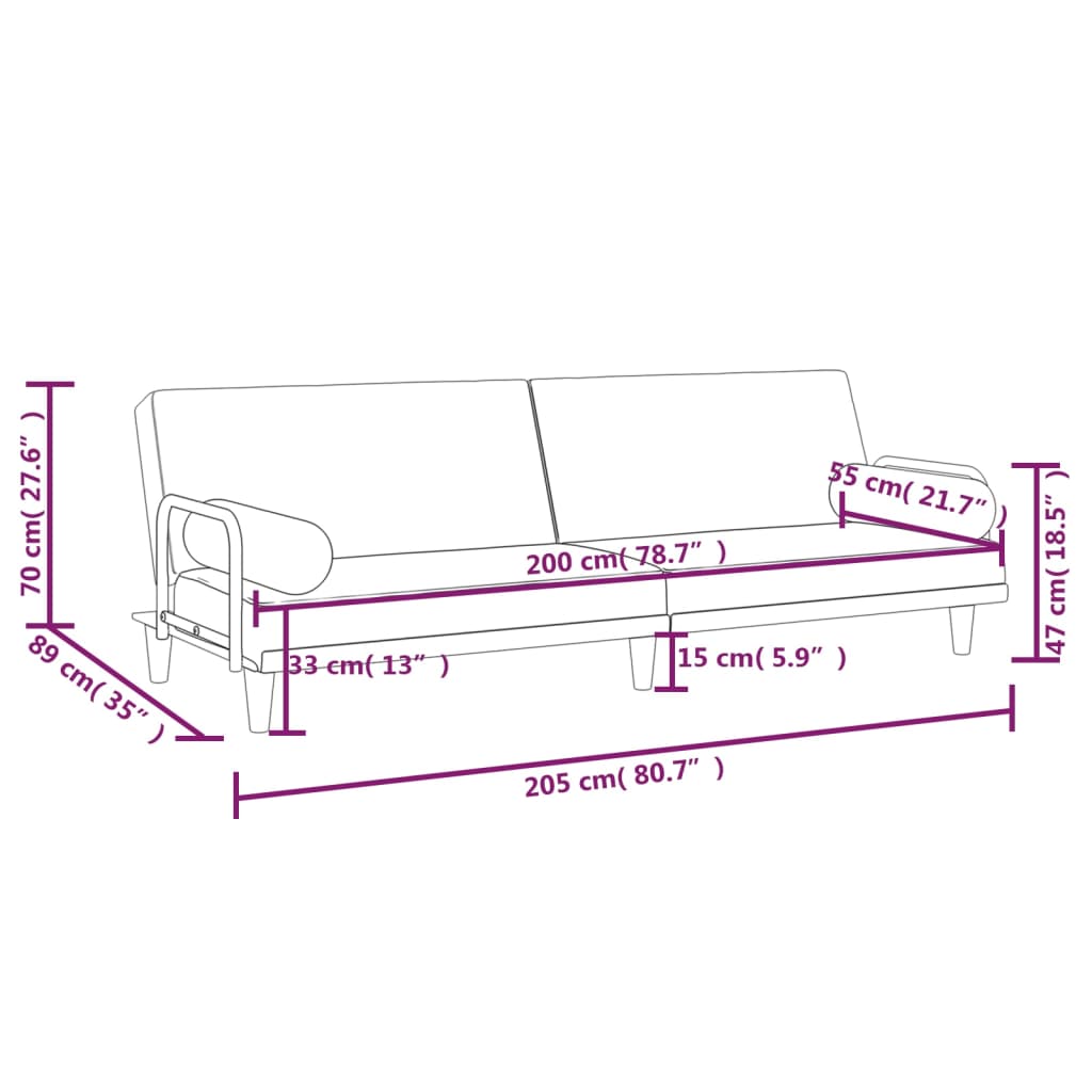 Dark Grey Fabric Sleeper Sofa with Armrests