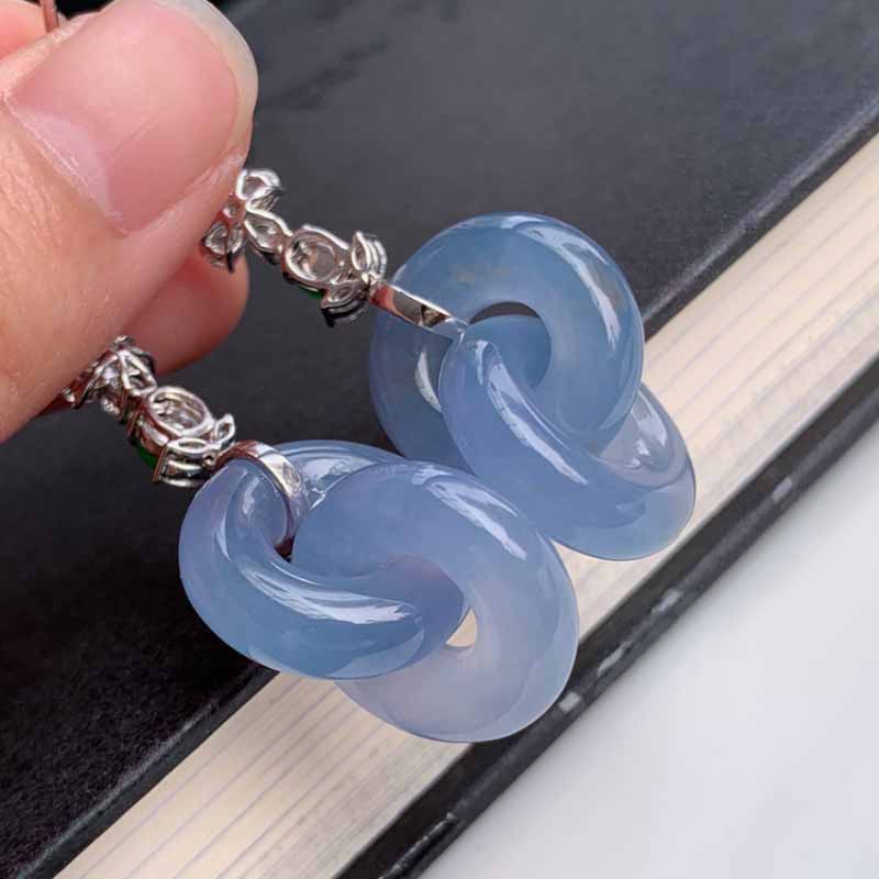 Eingelegte natürliche Chalcedon Lavendel Ineinandergreifende Ohrringe für Damen Chinesischer Stil Süß Leichter Luxus Verlobungsschmuck