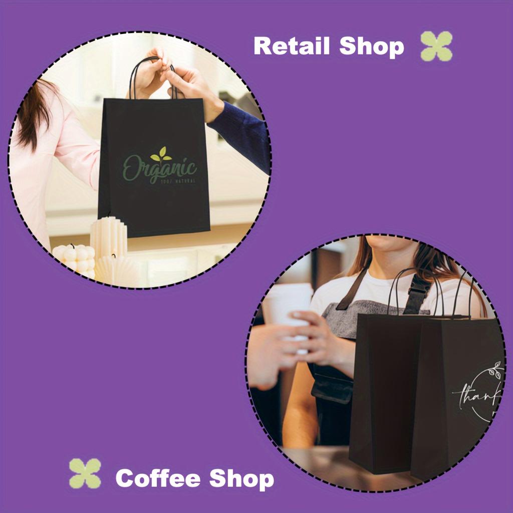 10pcs Black Kraft Paper Gift Bags with Handles Perfect for Retail Shopping, Party Favors, and Gift Packaging - Eco-Friendly Reusable Gift Totes