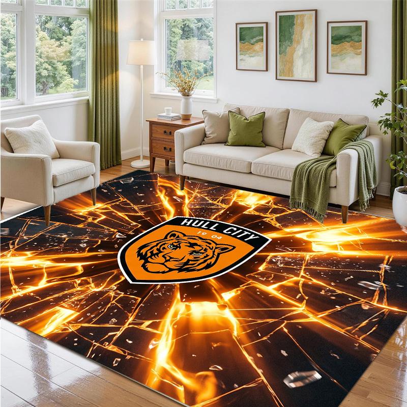 Hull City Fußball Design Kristall Samt Teppich Weiche Dekorative Matte für Schlafzimmer Eingang