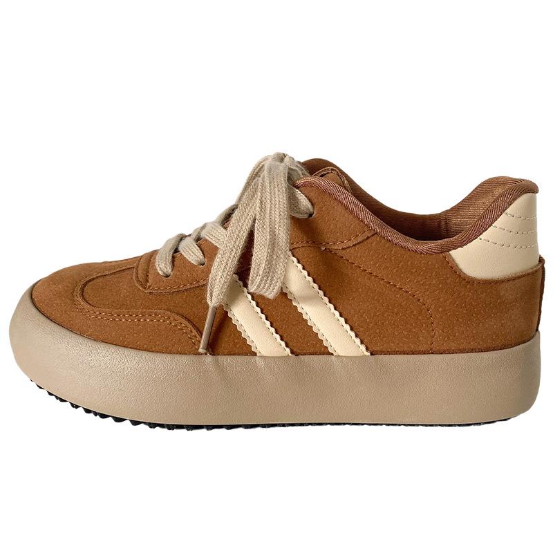 G1391 latex insole/platform Dexun shoes women's shoes 2025 spring new retro round head board shoes casual shoes