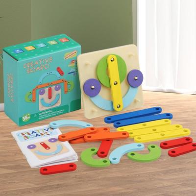 Children Wooden Geoboard Toys Nail Board Geometric Column Set Construction Puzzle Geometric Pegboard Montessori Sensory
