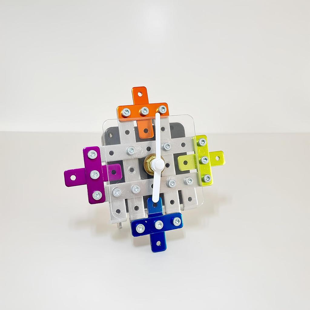 Zaoh Block Clock, Metal, Mechanical, Educational, Tactile, Spatial Recognition, 3D Recognition, Creativity, Independent Study, Craft Kit, for Upper