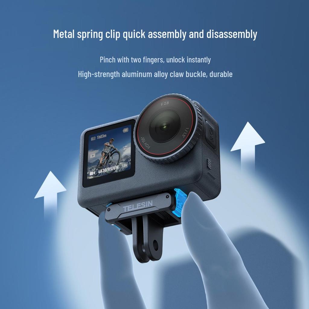 TELESIN Magnetic Quick-Release Base & Two-Prong Adapter for DJI Action 6 Osmo Nano