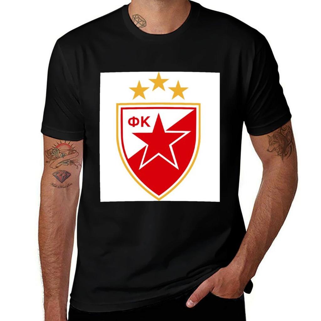 FK Crvena Zvezda amblem with stars TShirt Simple Print Design TShirt