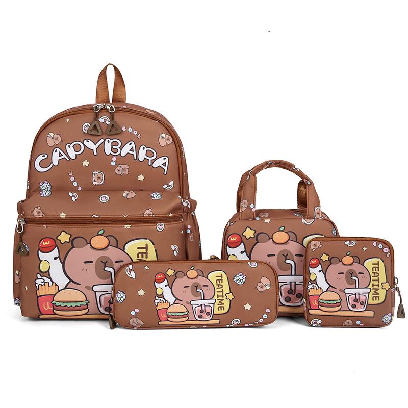 

2025 Набор рюкзака и пенала с мультяшной капибарой для детей коричневый