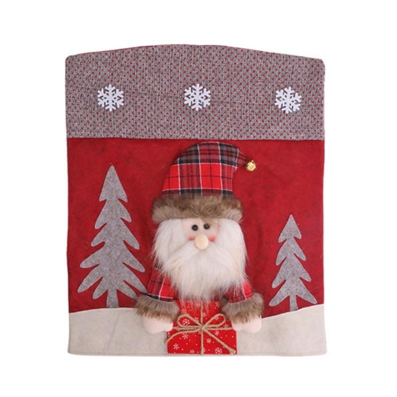 Christmas Themed Santa and Snowmans Chair Slipcovers Nonwoven Materials Quick Setups Holiday Decoration