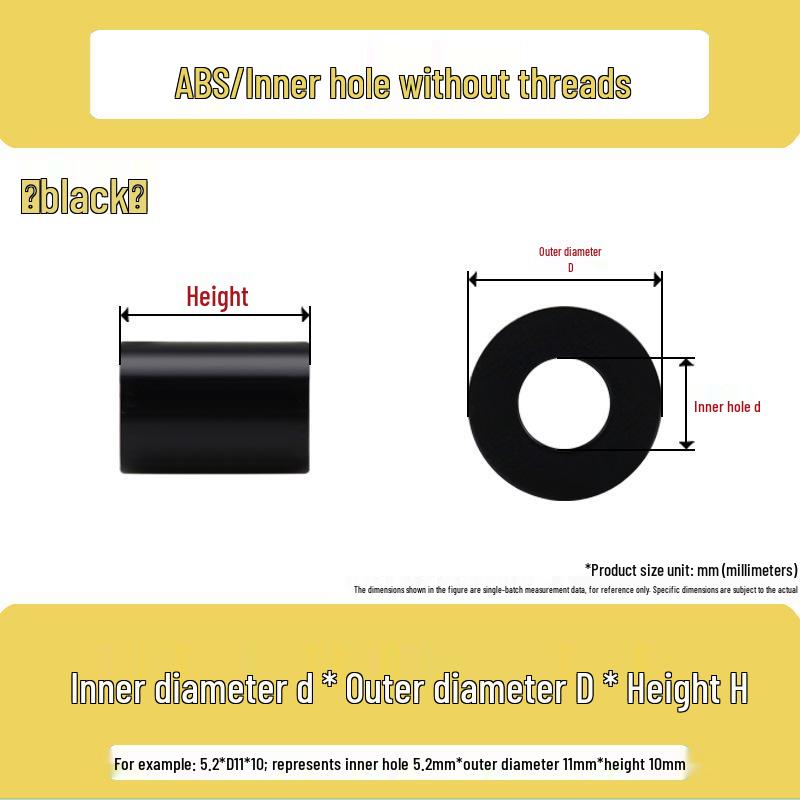 Black ABS Hollow Nylon Spacer Post with M3-M8 Insulating Sleeve Washer