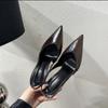 Fashion Women Sandals Spring New Style Brand Woman Slingback Shoes Fashion Ladies High Heels Elegant Med Heel Pointed Toe Slip on Sandal