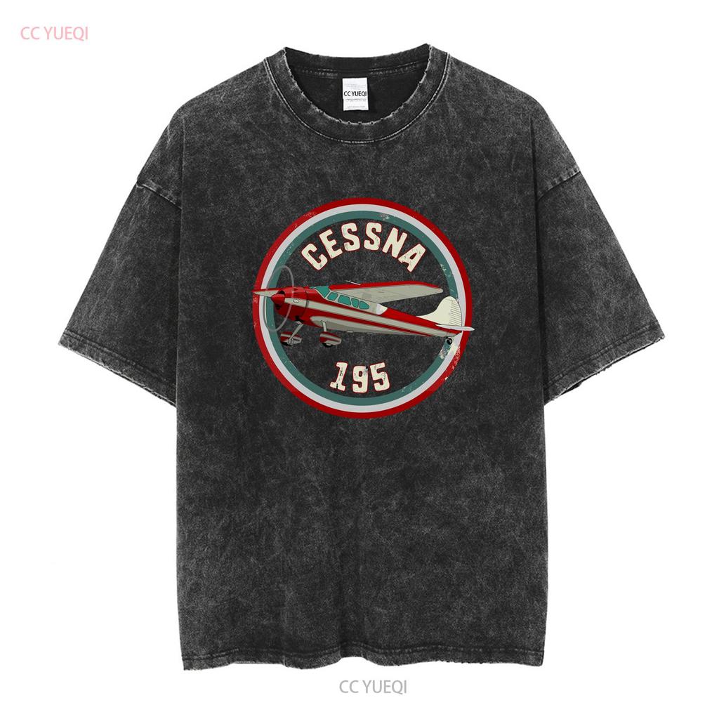 Cessna 195 Airplane T Shirt long or short sleeves vintage Washed fashion graphic Versatile Casual Top For Everyday Wear