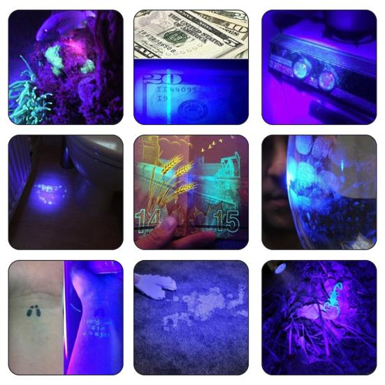 Aluminum Alloy Super Bright USB Rechargeable LED UV Light Flashlight Torch Lamp